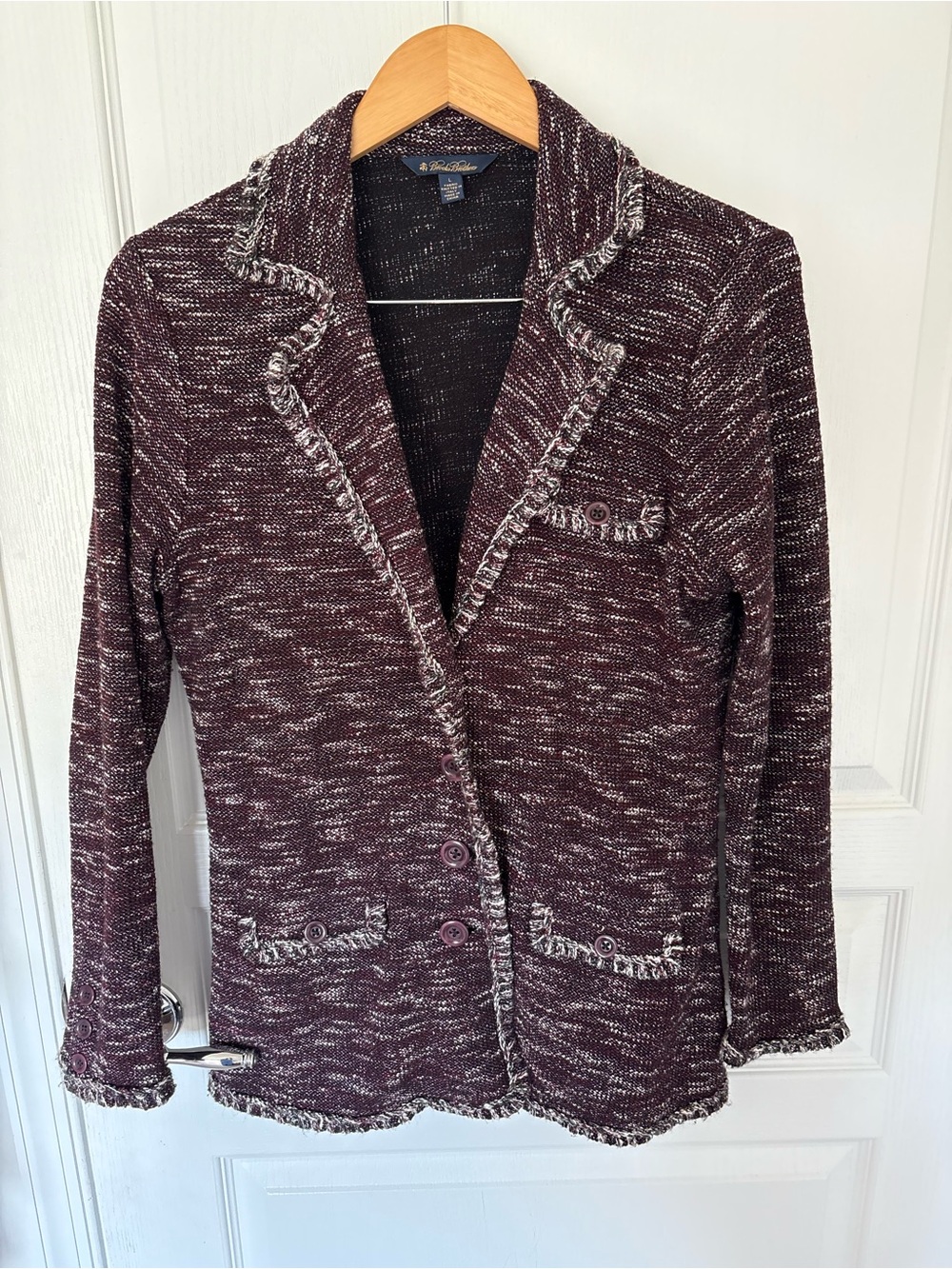 Brooks Brothers Marled Burgundy and Cream Knit Blazer